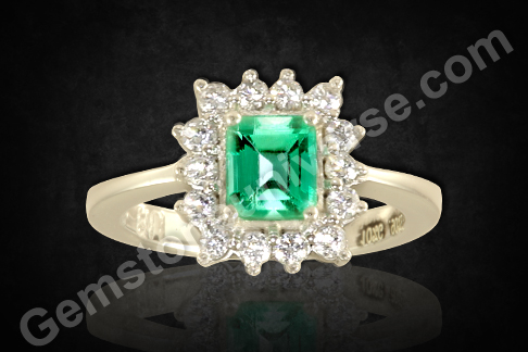 Natural Colombian Emerald and diamond ring