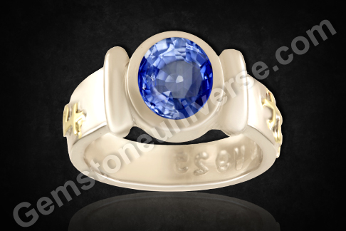 Empirical Jewels चांदी की रिंग लेडीस 7 Carat नीलमणि रत्न Blue Sapphire 7.25  Ratti in Panchdhatu Ring नीलम रत्न ओरिजिनल अंगूठी Kumbh Rashi Pathar नीलम  रत्न ओरिजिनल रिंग for Men & Women