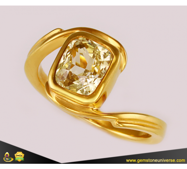 8.25 Ratti Pukhraj Stone Original Certified Yellow Sapphire Gemstone  Adjustable Woman Man Ring With Lab Certificate