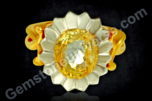 Natural Yellow Sapphire of 3.48 carats from the Gemstoneuniverse collection set in 16 Petal Lotus Ring- A True Gemstone