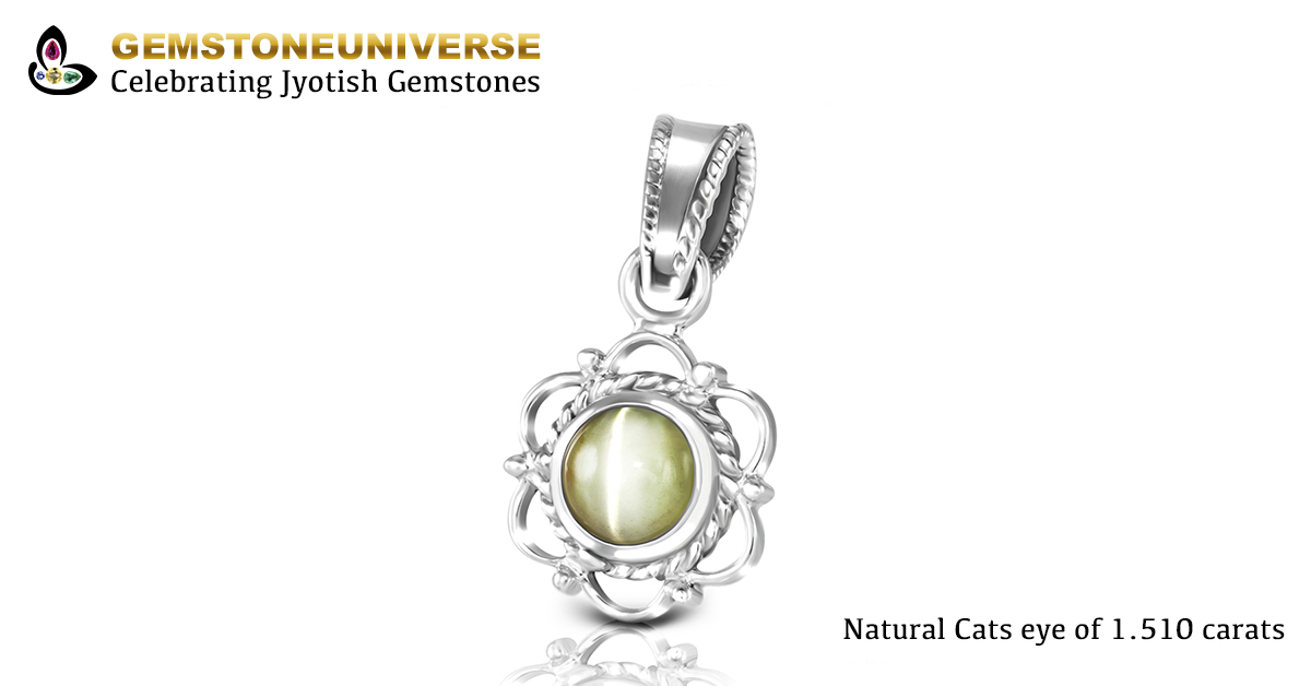 Ceylon Cats Eye set in silver pendant