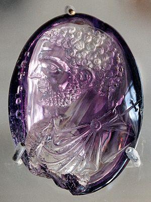 Roman intaglio portrait of Caracalla in amethyst