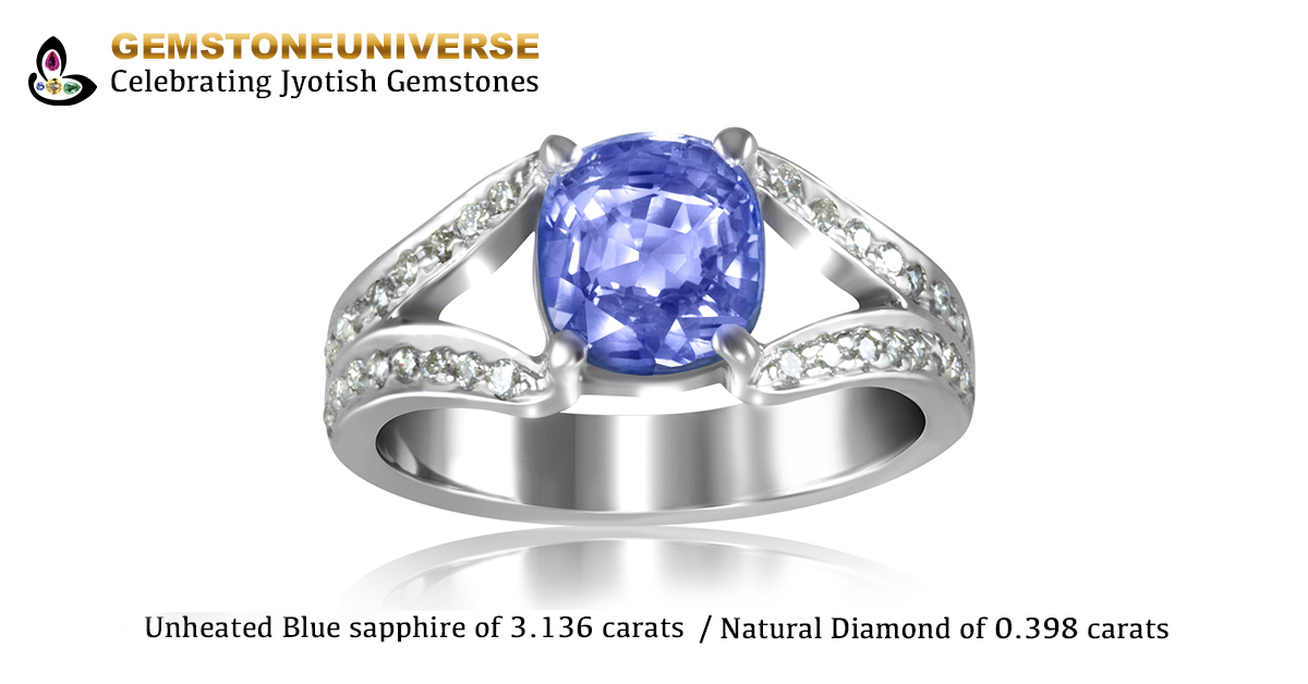 Vintage Blue Sapphire Diamond Engagement ring