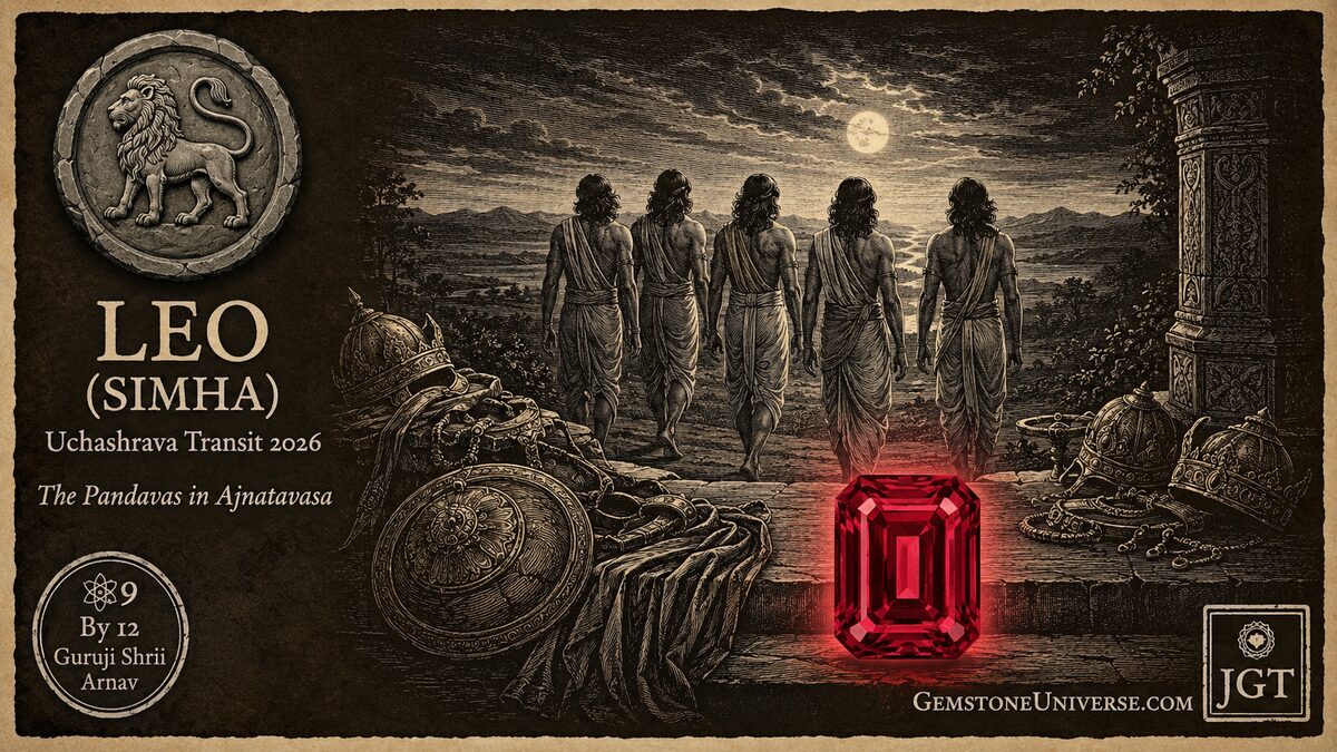 Leo Simha Jupiter Transit Cancer 2026 - The Pandavas in Ajnatavasa - Ruby - Guruji Shrii Arnav GemstoneUniverse