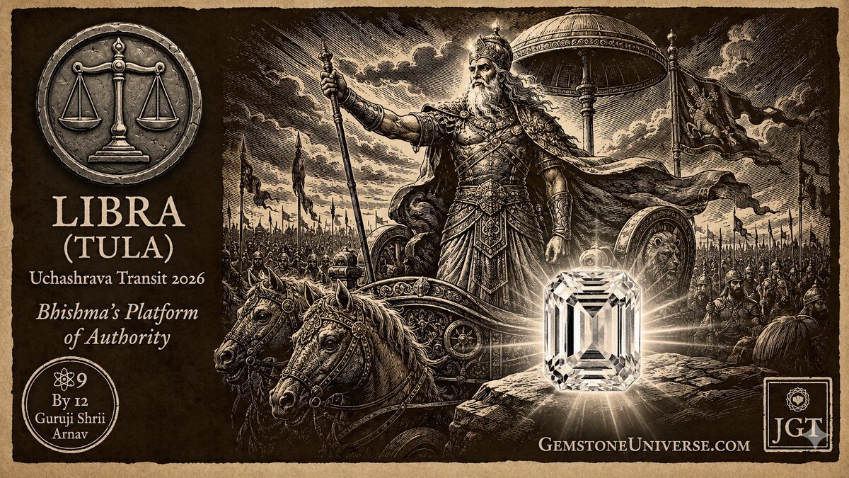 Libra Tula Jupiter Transit Cancer 2026 - Bhishma's Platform of Authority - Diamond - Guruji Shrii Arnav GemstoneUniverse