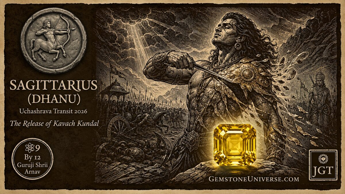 Sagittarius Dhanu Jupiter Transit Cancer 2026 - The Release of Kavach Kundal - Yellow Sapphire - Guruji Shrii Arnav GemstoneUniverse