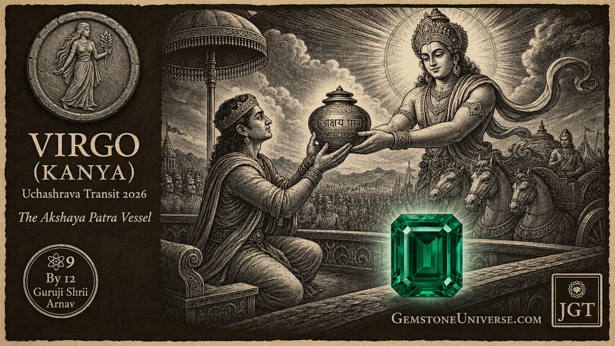 Virgo Kanya Jupiter Transit Cancer 2026 - The Akshaya Patra Vessel - Emerald - Guruji Shrii Arnav GemstoneUniverse