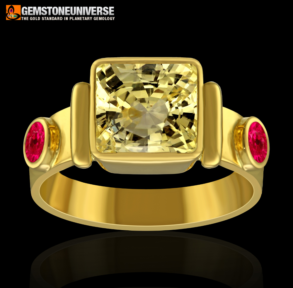 Yellow sapphire and ruby ring